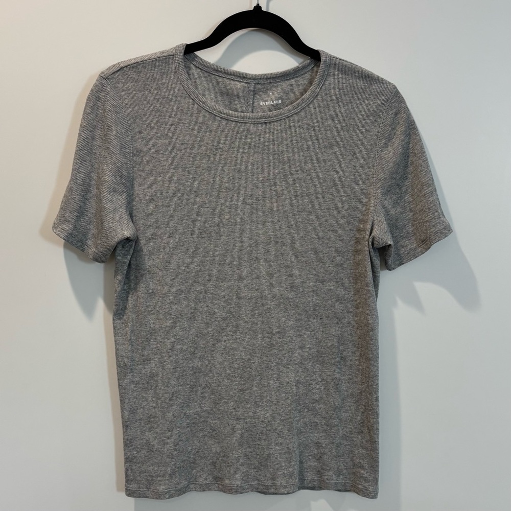 Everlane Heather Gray Pima Cotton Luxe Rib Crew Short Sleeve Tee XL